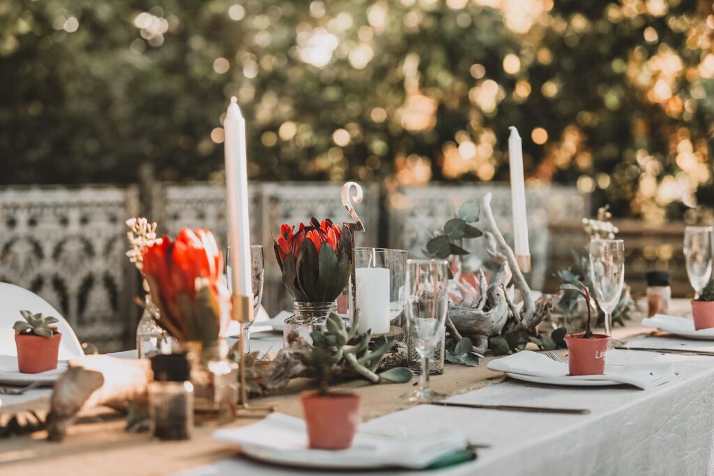 décorations de table pour le repas de mariage